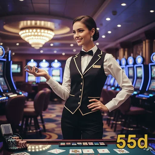 Jogador desfrutando slots inovadores no 55d