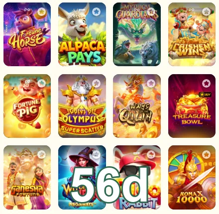Interface do aplicativo 56d com acesso rápido a jogos VIP.